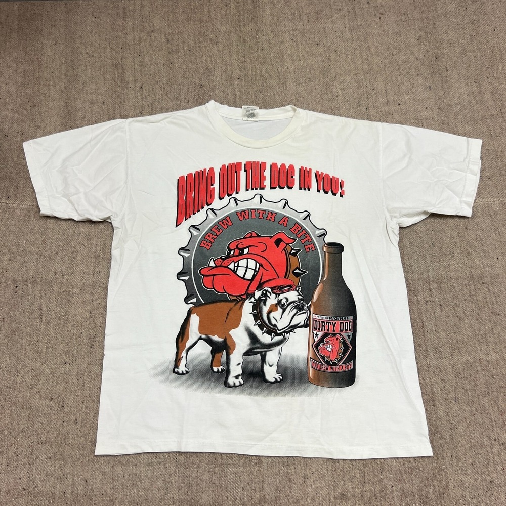 Vintage Dirty Dog Brewery Shirt Mens XL White 1990s